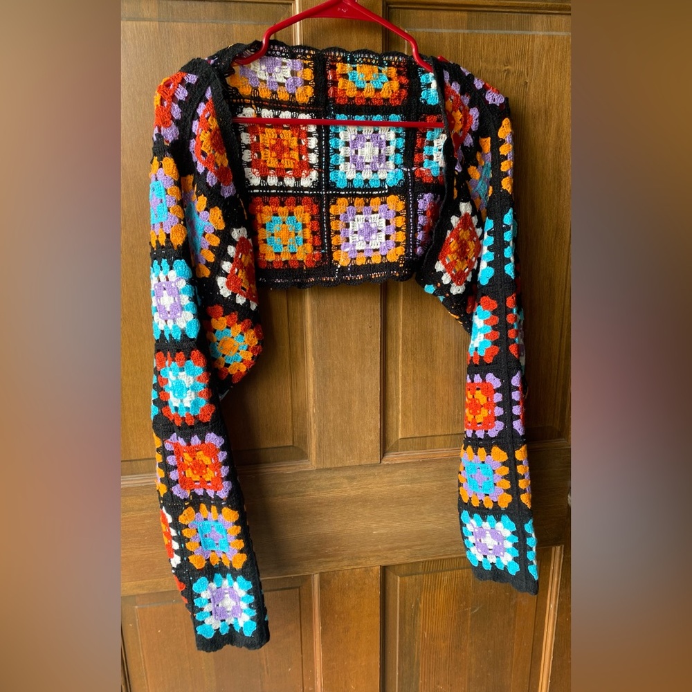 Crochet Granny Square Shrug - Multicolor